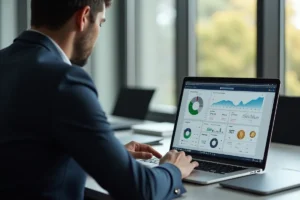 investor analyzing diversified cryptocurrency portfolio on laptop